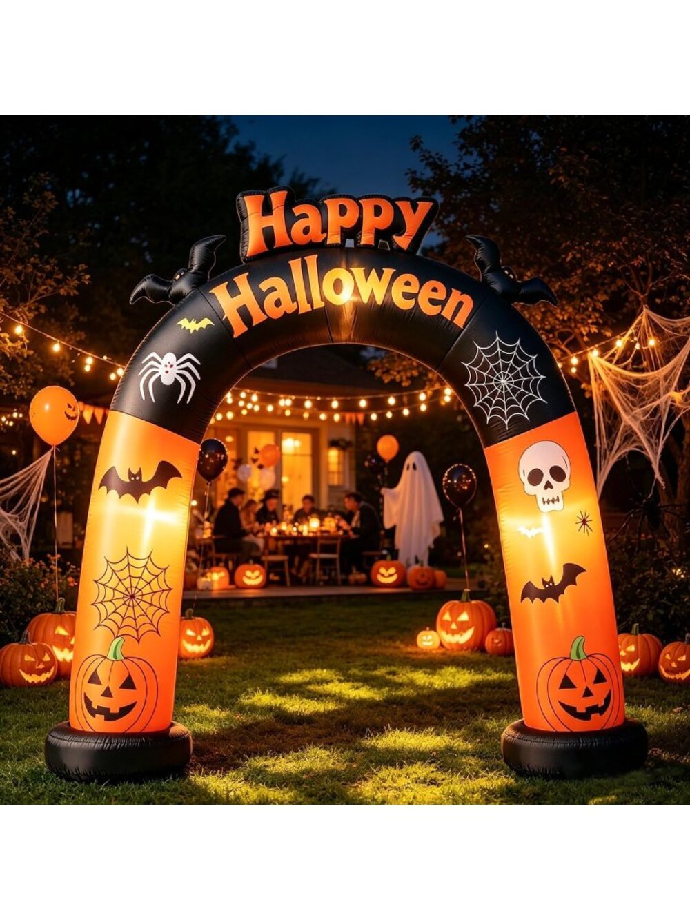 🎃 8FT Long Halloween Inflatable Archway Blow Up with Built-in LED Lights Decor